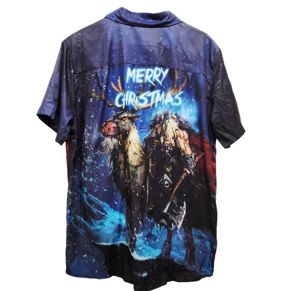 Merry Christmas Viking-Themed Hardaddy Men's Shirt Size Large - Picture 3 of 6